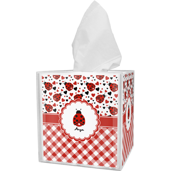 Custom Ladybugs & Gingham Tissue Box Cover (Personalized)