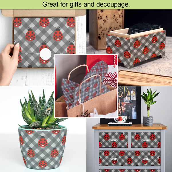 Ladybugs & Gingham Tissue Paper - In Use Collage