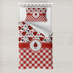 Ladybugs & Gingham Toddler Bedding w/ Name or Text