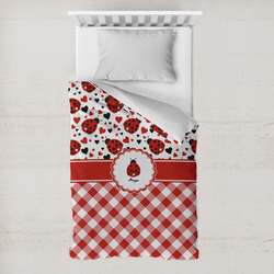 Ladybugs & Gingham Toddler Duvet Cover w/ Name or Text