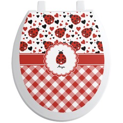 Ladybugs & Gingham Toilet Seat Decal - Round (Personalized)