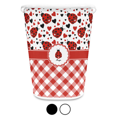 Ladybugs & Gingham Waste Basket (Personalized)