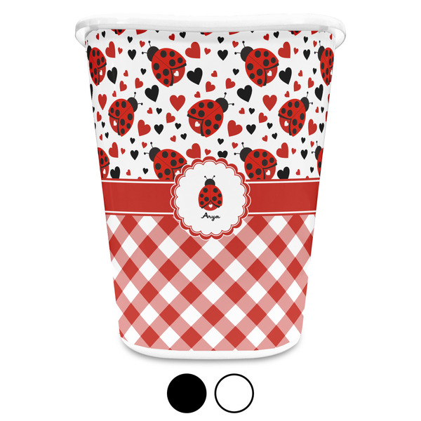 Ladybugs & Gingham Custom Waste Basket
