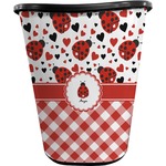 Ladybugs & Gingham Waste Basket - Single Sided (Black) (Personalized)