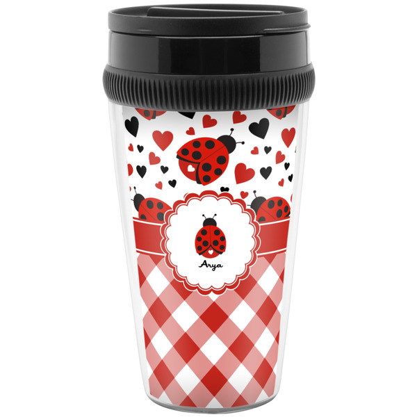 Ladybugs & Gingham Travel Mug (Personalized)