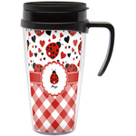 Ladybugs & Gingham Acrylic Travel Mug with Handle (Personalized)