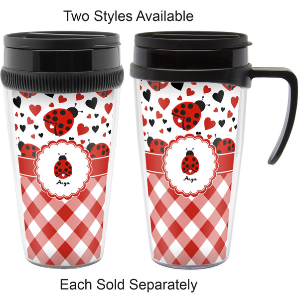 Ladybugs & Gingham Travel Mugs - with & without Handle