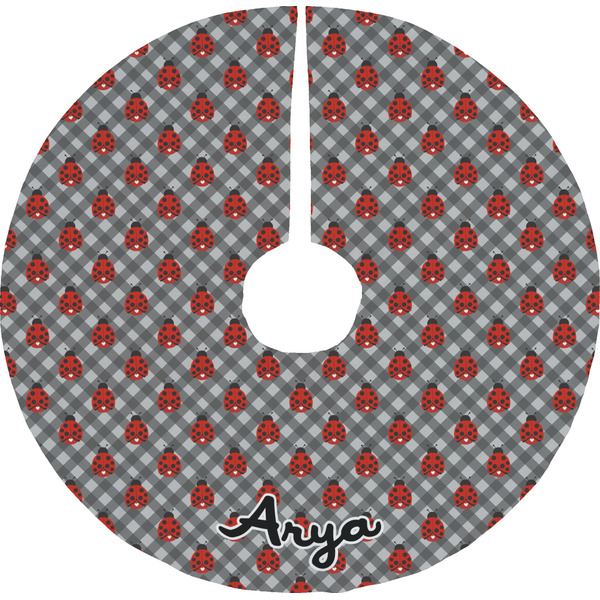Custom Ladybugs & Gingham Tree Skirt (Personalized)