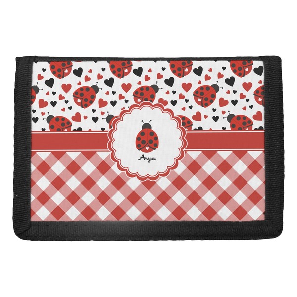 Custom Ladybugs & Gingham Trifold Wallet (Personalized)