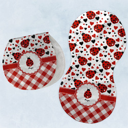 Ladybugs & Gingham Burp Pads - Velour - Set of 2 w/ Name or Text