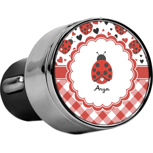Custom Ladybugs & Gingham USB Car Charger (Personalized)