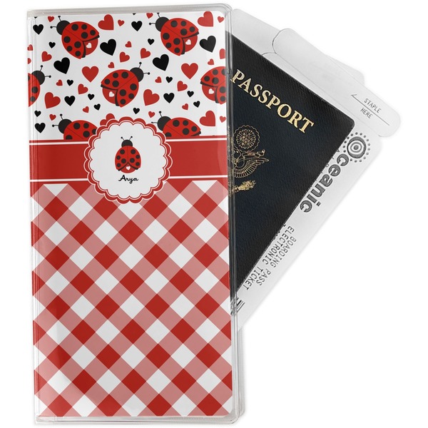 Custom Ladybugs & Gingham Travel Document Holder