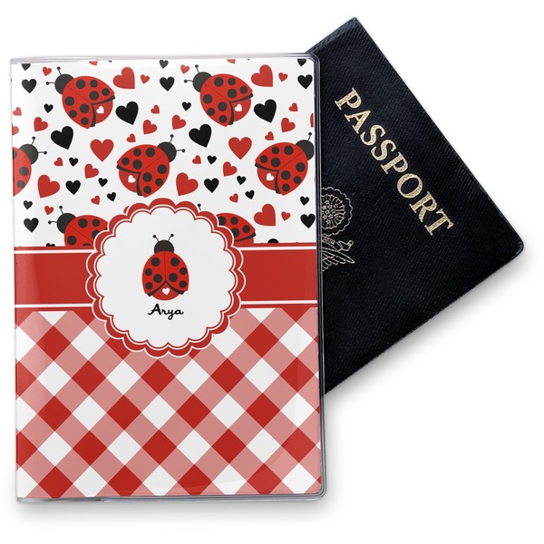 Custom Ladybugs & Gingham Vinyl Passport Holder (Personalized)