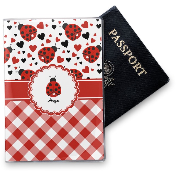 Custom Ladybugs & Gingham Vinyl Passport Holder (Personalized)