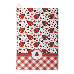 Ladybugs & Gingham Waffle Weave Golf Towel (Personalized)