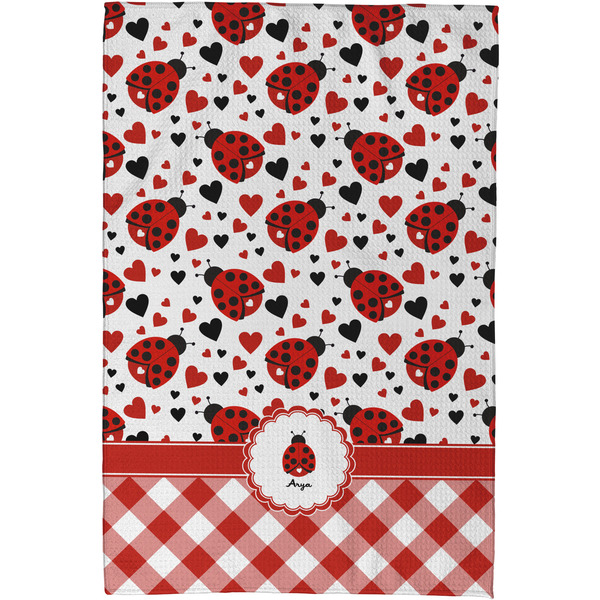 Ladybugs & Gingham Waffle Weave Towel - Full Color Print - Approval Image