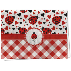 Ladybugs & Gingham Kitchen Towel - Waffle Weave - Full Color Print (Personalized)