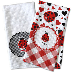 Ladybugs & Gingham Waffle Weave Kitchen Towel (Personalized)