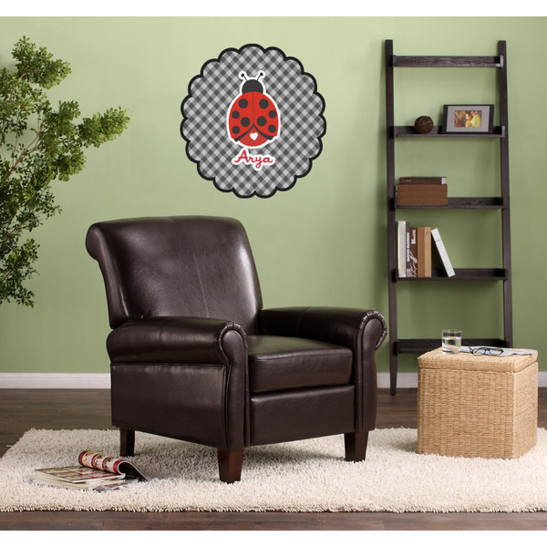 Ladybugs & Gingham Wall Graphic on Living Room Wall
