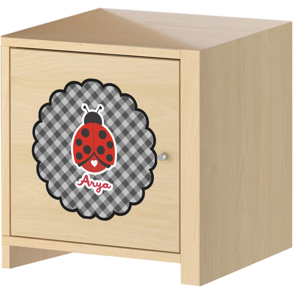 Ladybugs & Gingham Wall Graphic on Wooden Cabinet