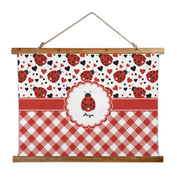Ladybugs & Gingham Wall Hanging Tapestry - Wide (Personalized)