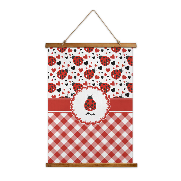 Custom Ladybugs & Gingham Wall Hanging Tapestry (Personalized)