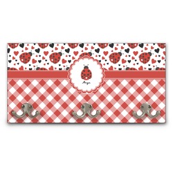 Ladybugs & Gingham Wall Mounted Coat Rack (Personalized)