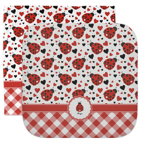 Custom Ladybugs & Gingham Facecloth / Wash Cloth (Personalized)