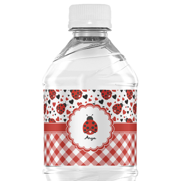 Custom Ladybugs & Gingham Water Bottle Labels - Custom Sized (Personalized)