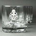 Ladybugs & Gingham Whiskey Glasses (Set of 4) (Personalized)