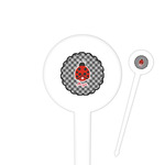 Ladybugs & Gingham 4" Round Plastic Food Picks - White - Single Sided (Personalized)