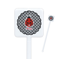 Ladybugs & Gingham Square Plastic Stir Sticks (Personalized)