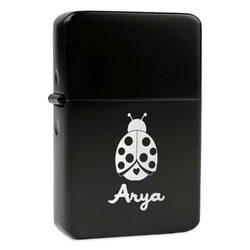 Ladybugs & Gingham Windproof Lighter - Black - Double Sided (Personalized)