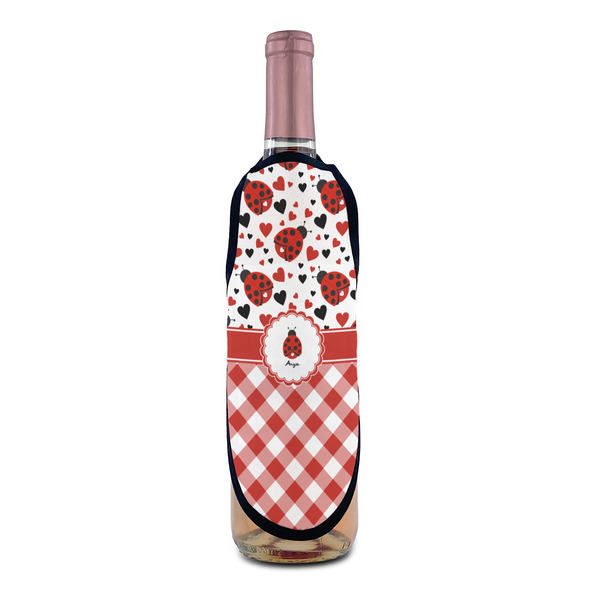 Ladybugs & Gingham Wine Bottle Apron - IN CONTEXT