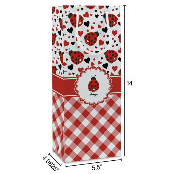 Ladybugs & Gingham Wine Gift Bag - Dimensions