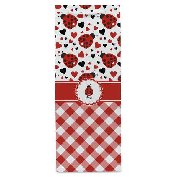 Ladybugs & Gingham Wine Gift Bag - Gloss - Front