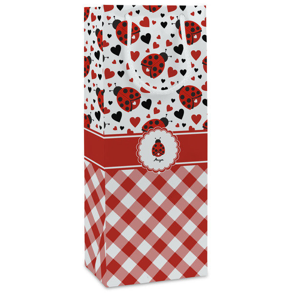 Custom Ladybugs & Gingham Wine Gift Bags (Personalized)