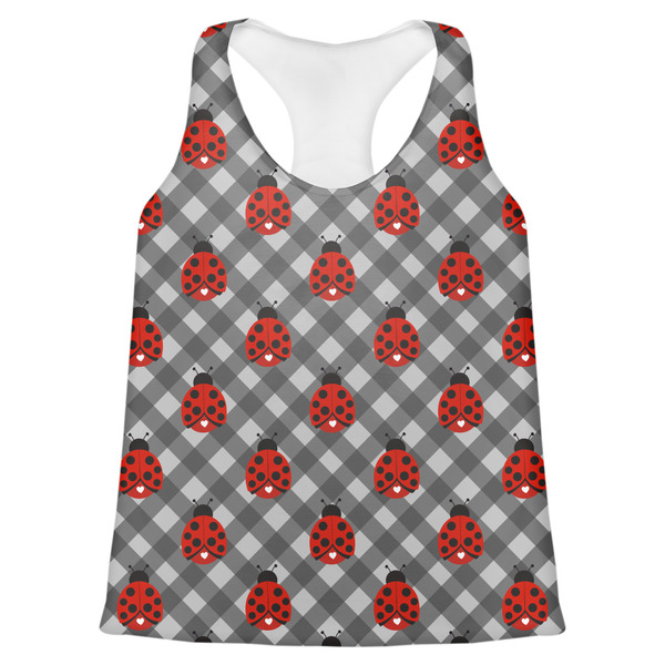 Custom Ladybugs & Gingham Womens Racerback Tank Top - X Large