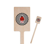 Ladybugs & Gingham Rectangle Wooden Stir Sticks (Personalized)