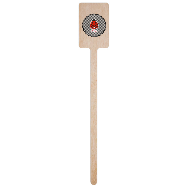 Ladybugs & Gingham Wooden 6.25" Stir Stick - Rectangular - Single Stick