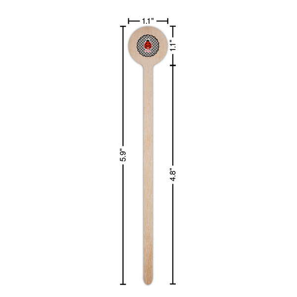 Ladybugs & Gingham Wooden 6" Stir Stick - Round - Dimensions