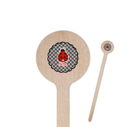 Ladybugs & Gingham 7.5" Round Wooden Stir Sticks - Single Sided (Personalized)