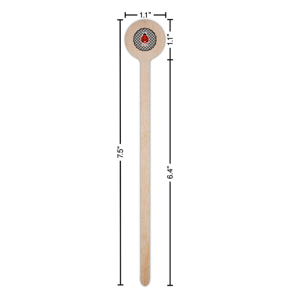Ladybugs & Gingham Wooden 7.5" Stir Stick - Round - Dimensions