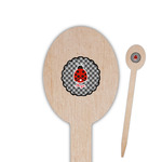 Ladybugs & Gingham Oval Wooden Food Picks (Personalized)