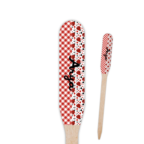 Custom Ladybugs & Gingham Paddle Wooden Food Picks (Personalized)