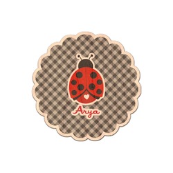 Ladybugs & Gingham Genuine Maple or Cherry Wood Sticker (Personalized)