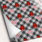 Ladybugs & Gingham Wrapping Paper Sheets - Single-Sided - 20" x 28" (Personalized)