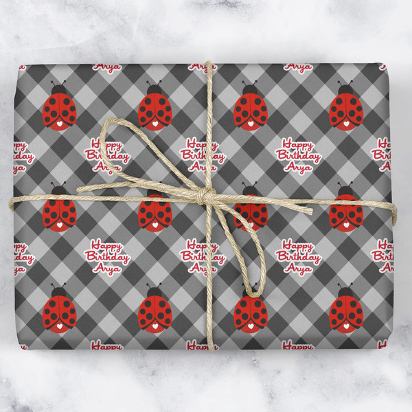 Ladybugs & Gingham Wrapping Paper Roll - Matte - Wrapped Box