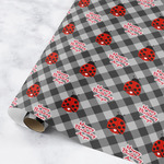 Ladybugs & Gingham Wrapping Paper Roll - Small (Personalized)