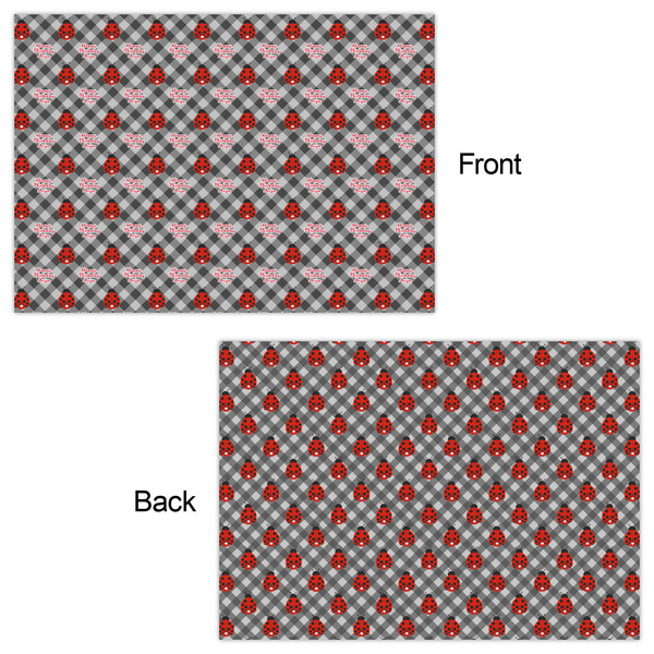 Ladybugs & Gingham Wrapping Paper Sheet - Double Sided - Front & Back